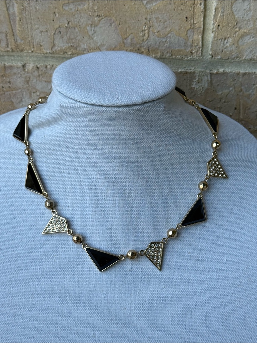 Gold and Black Triangle Statement Necklace